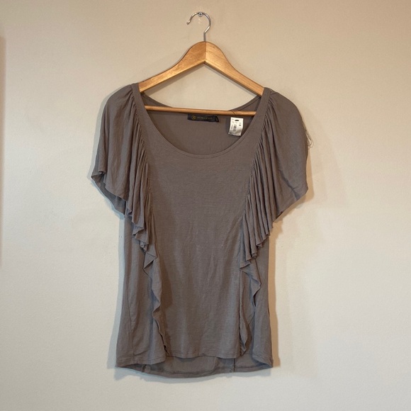 NWT Outback Red, Beige/Nude Short Sleeve Waterfall Sleeve Top - Picture 2 of 12